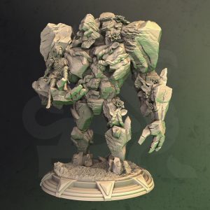 Druida elfo y golem de roca