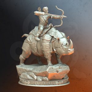 Jinete de Rinoceronte Luchador Guerrero Soldado Arquero