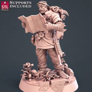 Explorador Aventurero Rastreador Humano Mapa Mochila