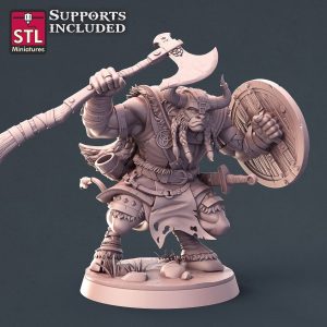 Minotauro Luchador Guerrero Hacha Escudo Vikingo Tribal