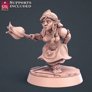 Señora de la limpieza Duende Servicio NPC Plumero Delantal