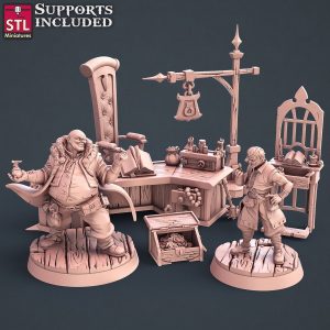 Set Prestamista Usurero Especulador Medieval Fantástico Escenografía