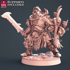 Orco Guerrero Luchador Berserk Tribal Salvaje Espada Escudo Armadura