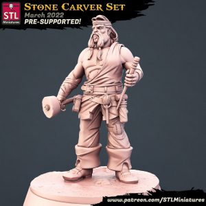 Escultor de Piedra Tallador Hombre Mercader Taller Artesano Estudio NPC