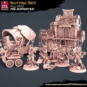 Set Sátiro Criatura Artista Músico Pandereta Mitológico