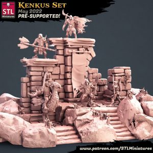 Set Kenku Hombre Cuervo Guerrero Luchador Bárbaro Arquero Diorama