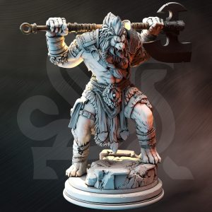 Leonin Hombre León Guerrero Luchador Salvaje Hacha