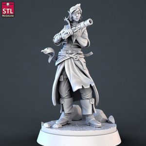 Pirata Elfa Mujer Bucanera Corsaria Tripulante Trabuco Pistola Sable