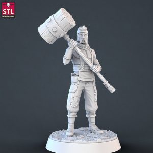 Trabajador / Constructor Medieval Steampunk Mazo / Fantasía