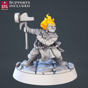 Genasi de Fuego / Genio Elemental Enana Martillo Guerrera Sobrenatural /